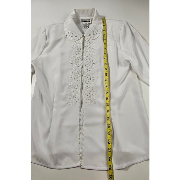 Vintage Christie & Jill 4 PETITE 4P secretary elegant white lace trim long slee - Picture 8 of 8